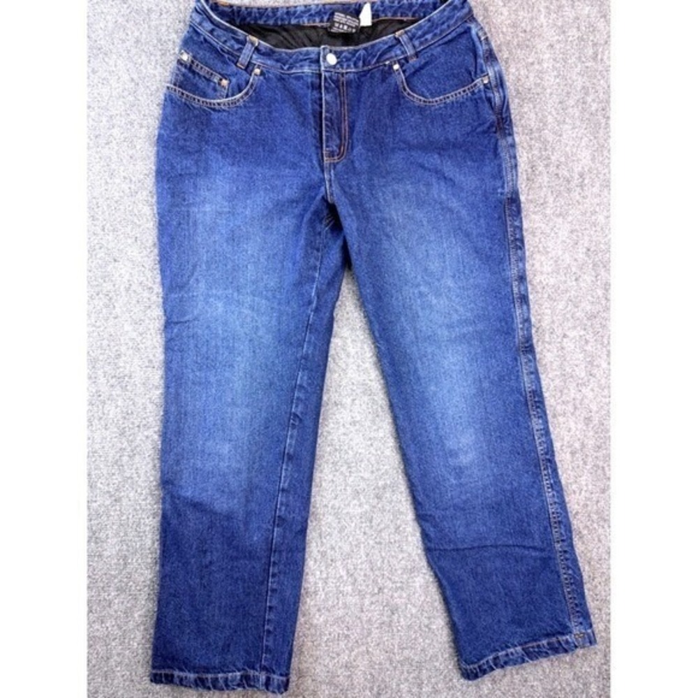 Bull-it Womens 14R Blue Denim Motorcycle Jeans Straight Leg Riding Pants Lined